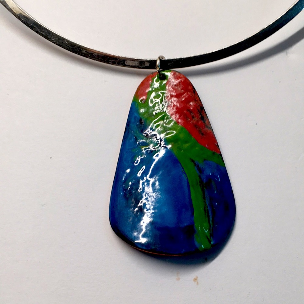 Sterling collar with MCM enamel pendant